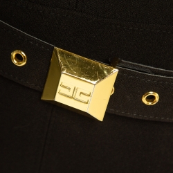 Pre Owned Elisabetta Franchi Black Stretch Crepe Belted Sheath Dress M