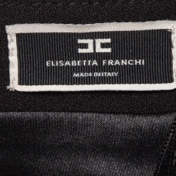 Pre Owned Elisabetta Franchi Black Stretch Crepe Belted Sheath Dress M