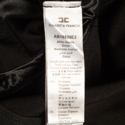 Pre Owned Elisabetta Franchi Black Stretch Crepe Belted Sheath Dress M