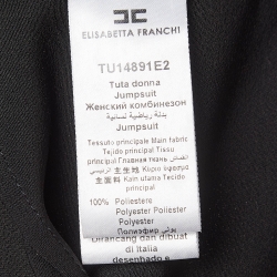 Pre Owned Elisabetta Franchi Black Crepe V Neck Puff Sleeves Jumpsuit L