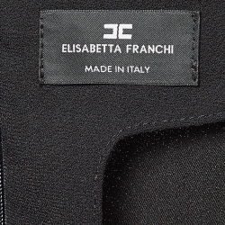 Pre Owned Elisabetta Franchi Black Crepe V Neck Puff Sleeves Jumpsuit L