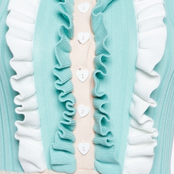 Pre Owned Elisabetta Franchi Green Rib Knit Frilled Midi Dress S