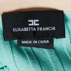 Pre Owned Elisabetta Franchi Green Rib Knit Frilled Midi Dress S