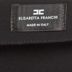 Pre Owned Elisabetta Franchi Black Crepe Ruched Asymmetric Midi Dress M 