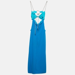 Pre Owned Eliya The Label Blue Jersey Cut-Out & Stud Detail Maxi Dress S