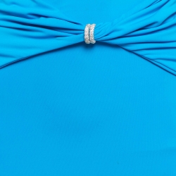 Pre Owned Eliya The Label Blue Jersey Cut-Out & Stud Detail Maxi Dress S