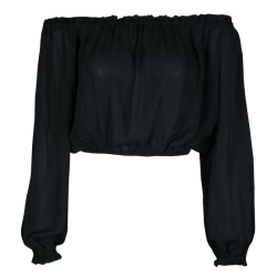 Pre Owned Elizabeth & James Black Silk Ruffled Trim Off Shoulder Cropped Denny Top S