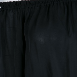 Pre Owned Elizabeth & James Black Silk Ruffled Trim Off Shoulder Cropped Denny Top S