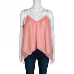 Elizabeth & James Pink Silk Asymmetric Layered Sleeveless Top L