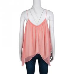 Elizabeth & James Pink Silk Asymmetric Layered Sleeveless Top L