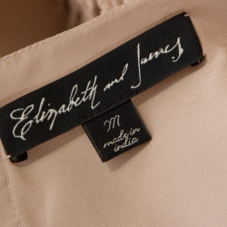 Pre Owned Elizabeth & James Beige Silk Floral Applique Milena Rosette Top M