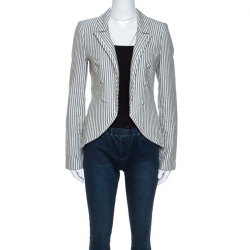 Elizabeth & James Monochrome Arrow Striped Linen and Cotton Blazer S