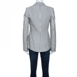 Elizabeth & James Monochrome Arrow Striped Linen and Cotton Blazer S