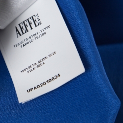 مملوكة مسبقًا بلوزة إيمانويل أونغاراو حرير أزرق ملكي رقبة ديرابيه أكمام طويلة L