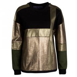 Emanuel Ungaro Black Metallic Panel Detail Sweatshirt S
