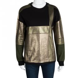 Emanuel Ungaro Black Metallic Panel Detail Sweatshirt S