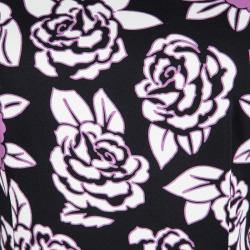 Emanuel Ungaro Black Floral Print Sheer Back Detail Short Sleeve Dress M