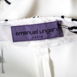 Pre Owned Emanuel Ungaro White And Black Floral Lace Trim Straight Fit Trousers L