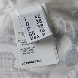 Pre Owned تانك توب إيمانويل أونغارو شبه شفاف أبيض وأسود دانتيل قطن مورد M