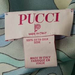 Pre Owned Emilio Pucci Blue Print Silk Scarf 