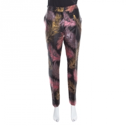 Emilio Pucci Black Feather Patterned Jacquard Pants M