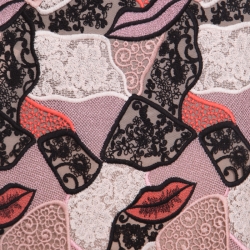 Emilio Pucci Multicolor Lips Macrame Patchwork Silk Lined Pencil Skirt S