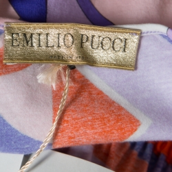 Emilio Pucci Multicolor Abstract Printed Cotton Tie Up Detail Sleeveless Maxi Dress L