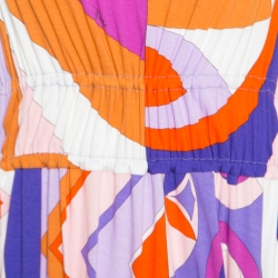 Emilio Pucci Multicolor Abstract Printed Cotton Tie Up Detail Sleeveless Maxi Dress L