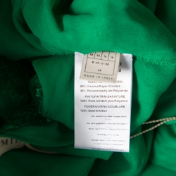 Pre Owned Emilio Pucci Emerald Green Lace Applique Long Sleeve Evening Gown L