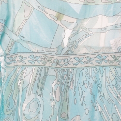 Emilio Pucci Blue Front Tie Detail Robe XL