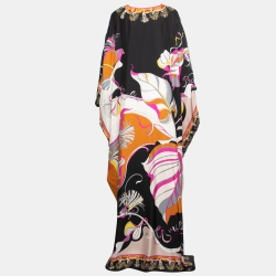 Emilio Pucci Multicolor Printed silk Long Kaftan Dress One Size
