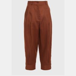 Brown Linen Tapered Pants
