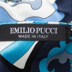 Pre Owned Emilio Pucci Blue Abstract Print Satin Evening Bag