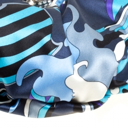 Pre Owned Emilio Pucci Blue Abstract Print Satin Evening Bag