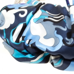 Pre Owned Emilio Pucci Blue Abstract Print Satin Evening Bag