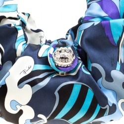 Pre Owned Emilio Pucci Blue Abstract Print Satin Evening Bag
