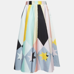 Emilio Pucci Archivio  Multicolor Printed Satin Flared Maxi Skirt M