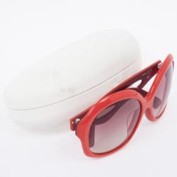 Pre Owned Emilio Pucci Coral Red Square Womens Sunglasses