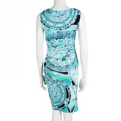 فستان إيميليو بوتشي درابيه بلا أكمام مطبوع متعدد الألوان M