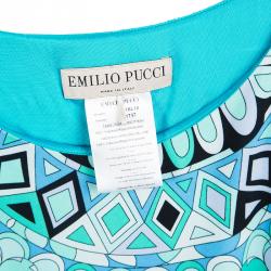 Emilio Pucci Multicolor Printed Sleeveless Draped Dress M