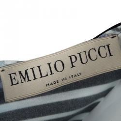 مملوكة مسبقًا فستان إيميليو بوتشي بلا أكمام تريكو مخطط مطبوع أسود M