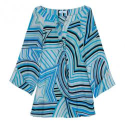 Pre Owned Emilio Pucci Turquoise Long Sleeve Blouse M