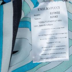 Pre Owned Emilio Pucci Turquoise Long Sleeve Blouse M