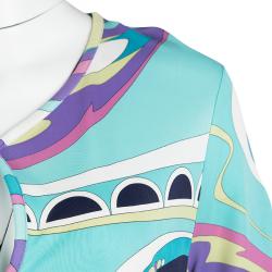 Emilio Pucci Multicolor Printed Knit Short Sleeve Tunic L