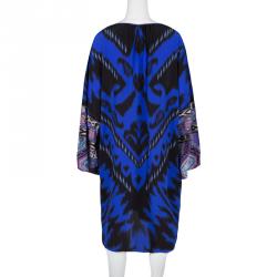 Pre Owned Emilio Pucci Multicolor Printed Silk Long Sleeve Dress L