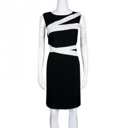 Emilio Pucci Monochrome Colorblock Sleeveless Wool Shift Dress M