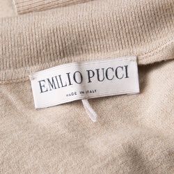 Pre Owned Emilio Pucci Multicolor Printed Silk and Wool Short Sleeve High Low Top S