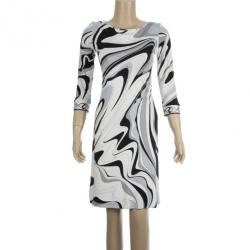 Pre Owned Emilio Pucci Monochrome Print Stretch Dress S