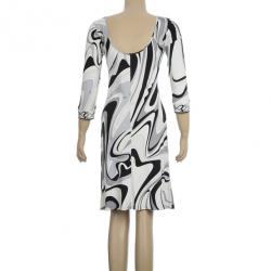 Pre Owned Emilio Pucci Monochrome Print Stretch Dress S