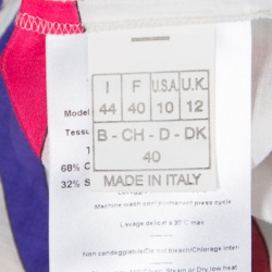 مملوكة مسبقًا فستان تونيك إيميليو بوتشي فيول قطن مطبوع متعدد الألوان وحرير بحزام